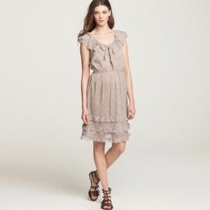 J. Crew Women's Sz. 2 100% Silk Ditzy Floral Ruffle Hem Dress